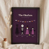 Personalised Halloween Family Portrait Print - dark plum version for a family of four
