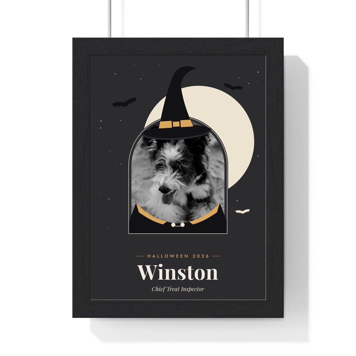 Personalised Halloween Pet Portrait Print - charcoal colourway