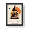 Personalised Halloween Pet Portrait Print - cream colourway with a long name