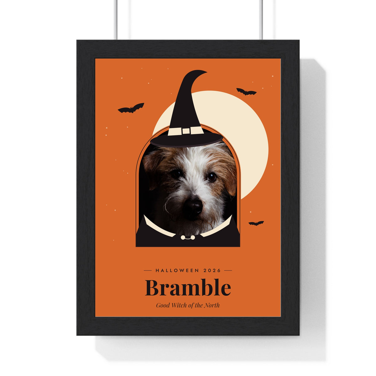 Personalised Halloween Pet Portrait Print - pumpkin orange colourway