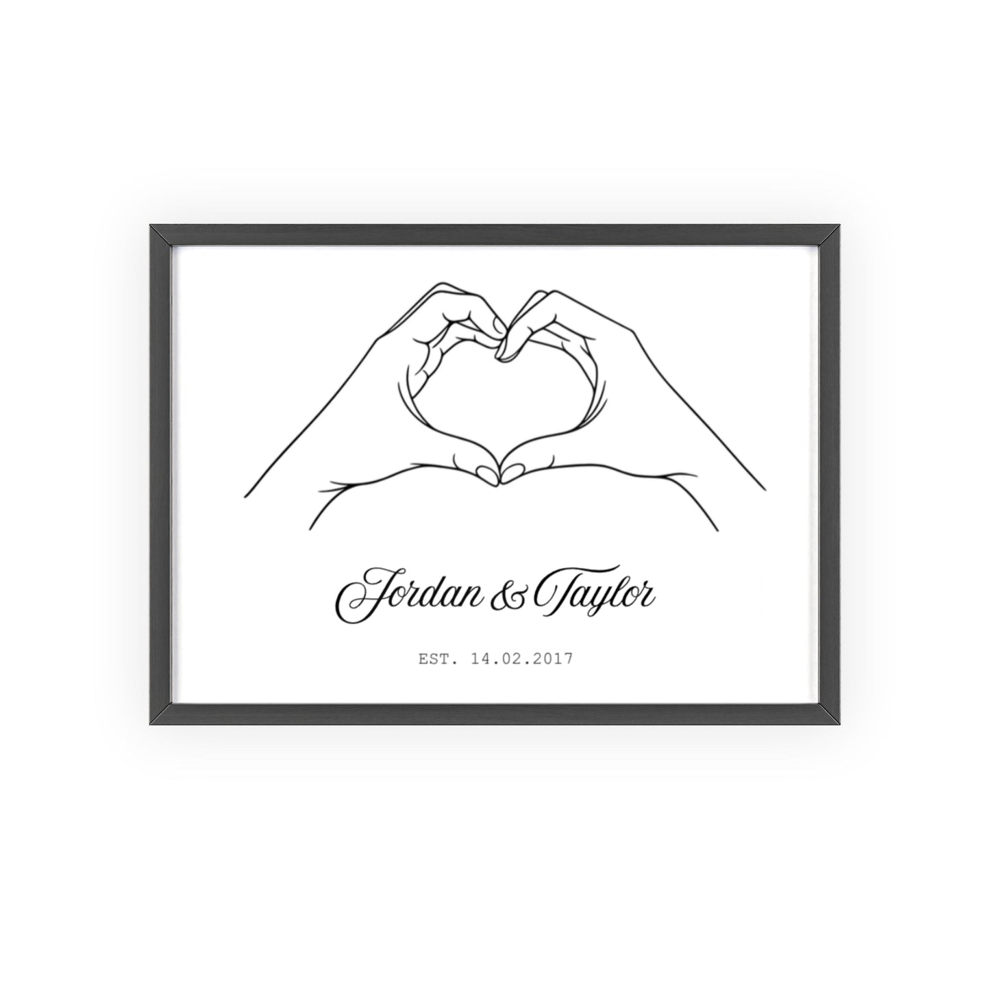 Framed Personalised Hands Heart Valentine's Gift travel poster