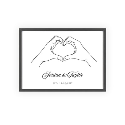 Personalised Hands Heart Valentine’s Gift Print - Poster Kingz - A5 (unframed) 5.8 × 8.3 in - 