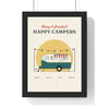 Personalised Happy Campers Caravan Print - framed teal Happy Campers caravan print for Nanny and Grandad