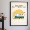 Personalised Happy Campers Caravan Print - on the living room wall