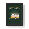 Personalised Happy Campers Caravan Print - framed forest green caravan version
