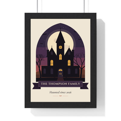 Personalised Haunted House Family Name Print - framed haunted house print for The Thompson Family