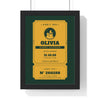 Personalised Haunted House Ticket Print - framed sleepover version in mustard on bottle green