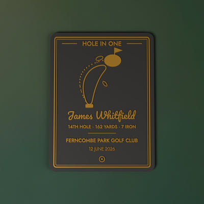 Personalised Hole in One Plaque - personalised hole in one plaque, close-up
