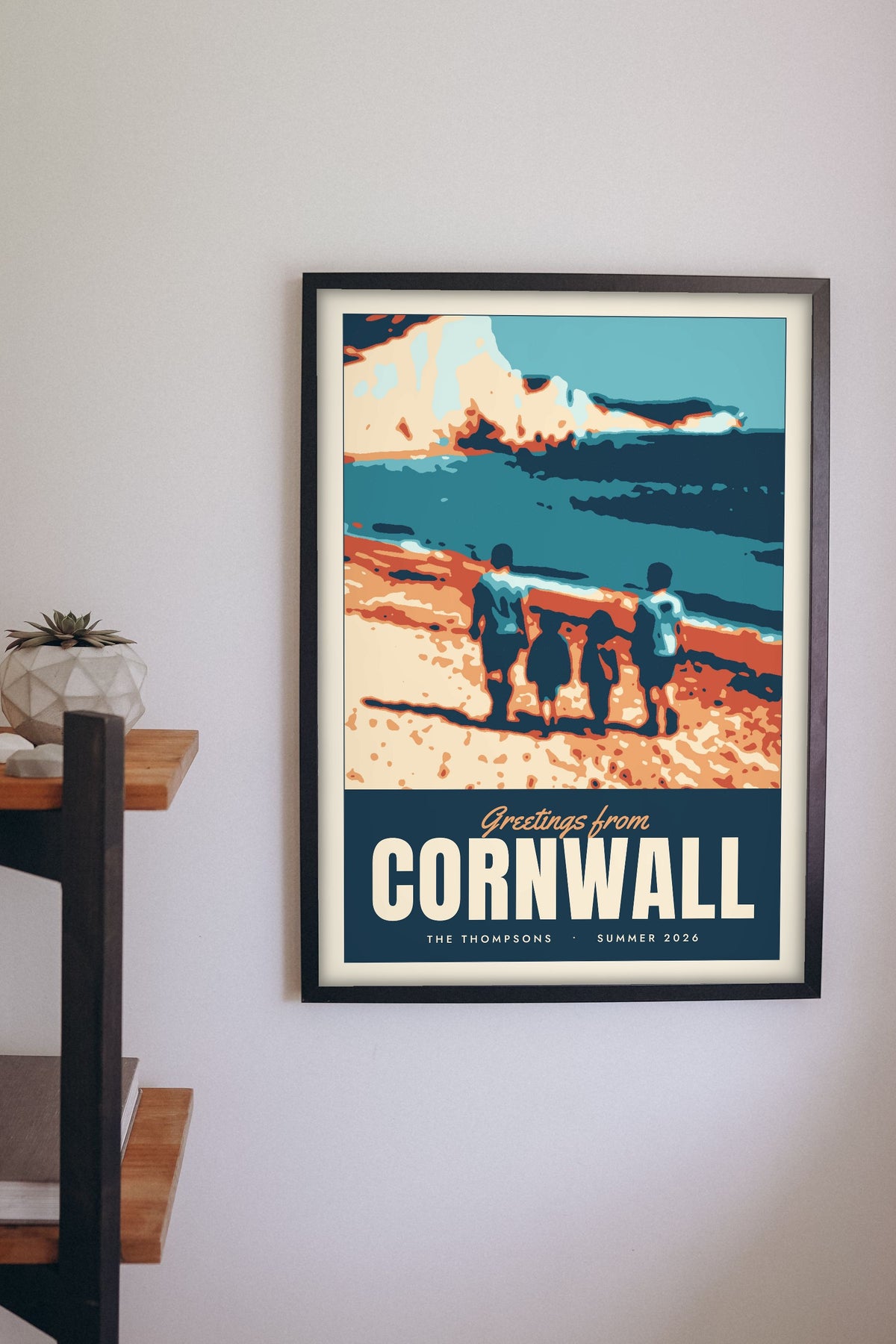 Personalised Holiday Photo Travel Poster - hanging on a living room wall