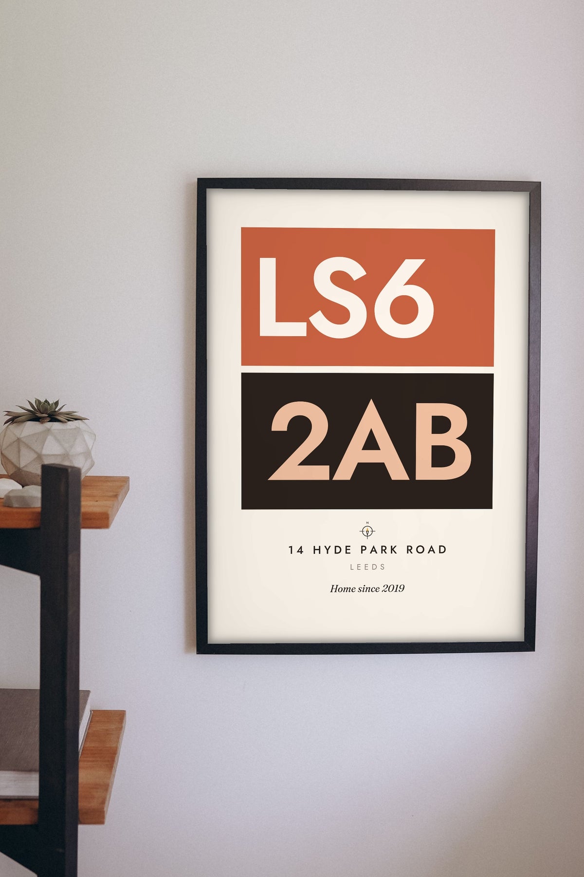Personalised Home Postcode Print - on the hallway wall