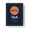 Personalised Home Postcode Print - framed navy sun disc version