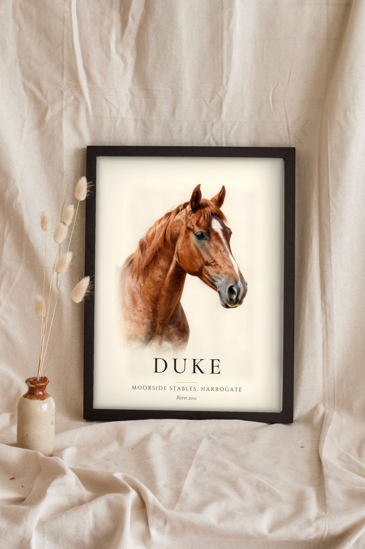 Personalised Horse Print - chestnut horse portrait called Duke