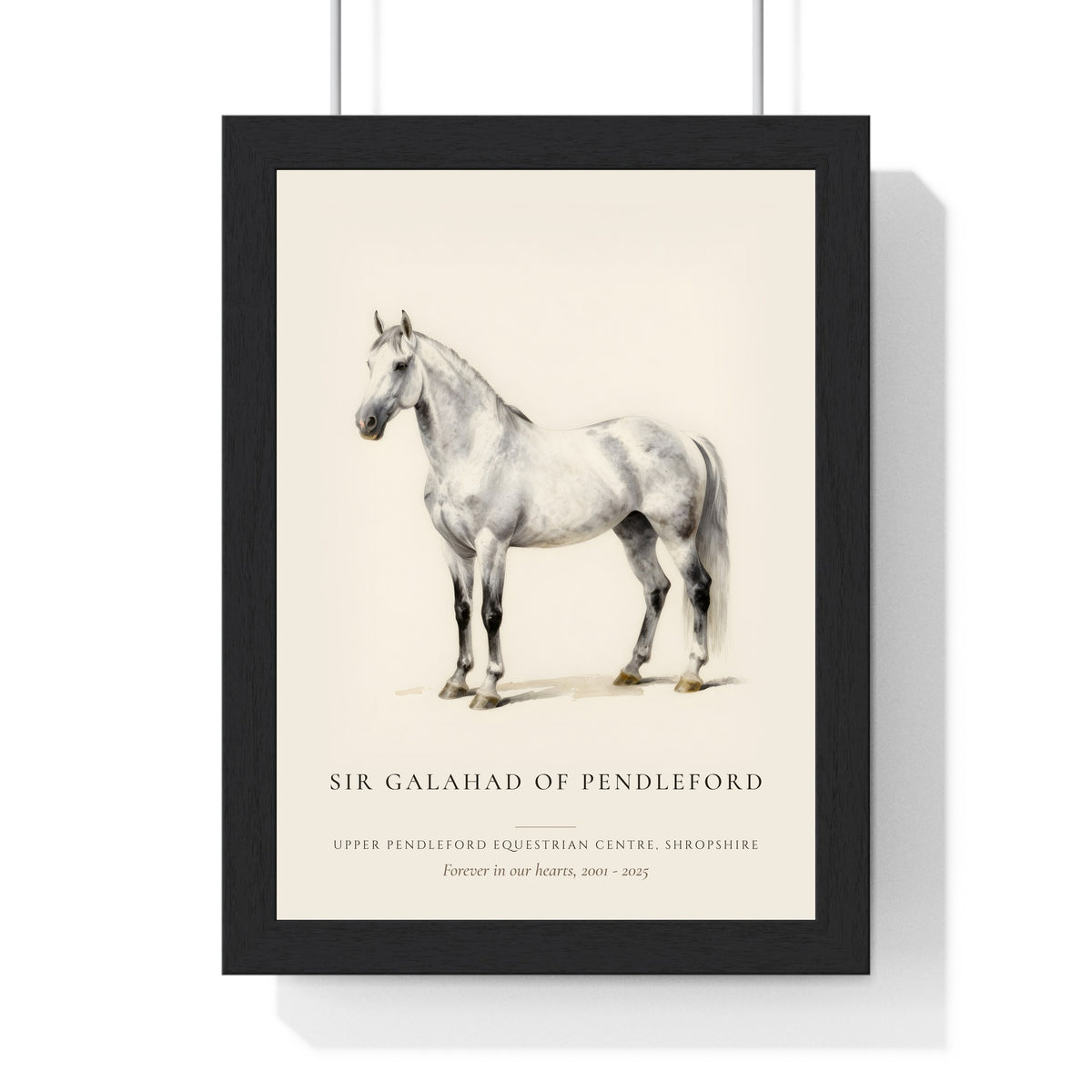 Personalised Horse Print - memorial print of a grey horse standing
