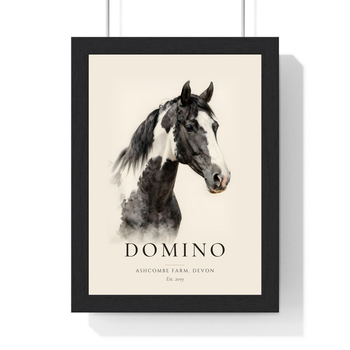 Personalised Horse Print - piebald horse portrait called Domino