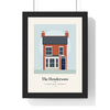 Personalised House Illustration Print - framed Victorian terrace house print with a navy door
