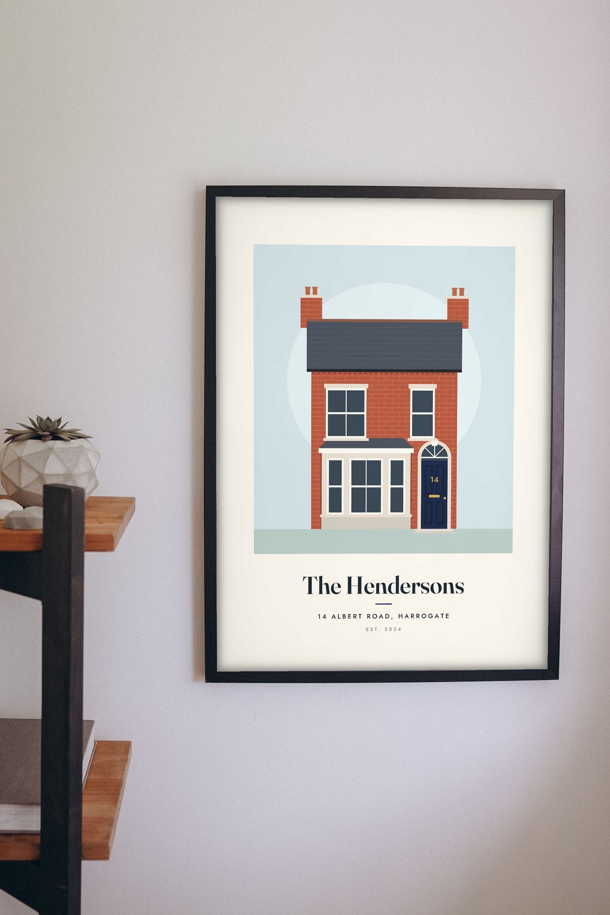 Personalised House Illustration Print - house illustration print in a hallway