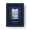 Personalised House Illustration Print - framed Georgian townhouse on navy