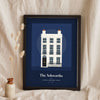 Personalised House Illustration Print - navy Georgian townhouse version