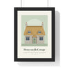 Personalised House Illustration Print - framed stone country cottage on sage