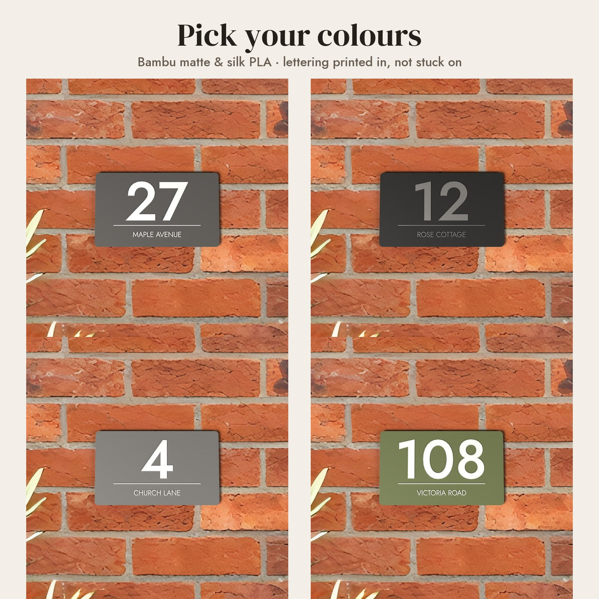 Personalised House Number Plaque - colour options