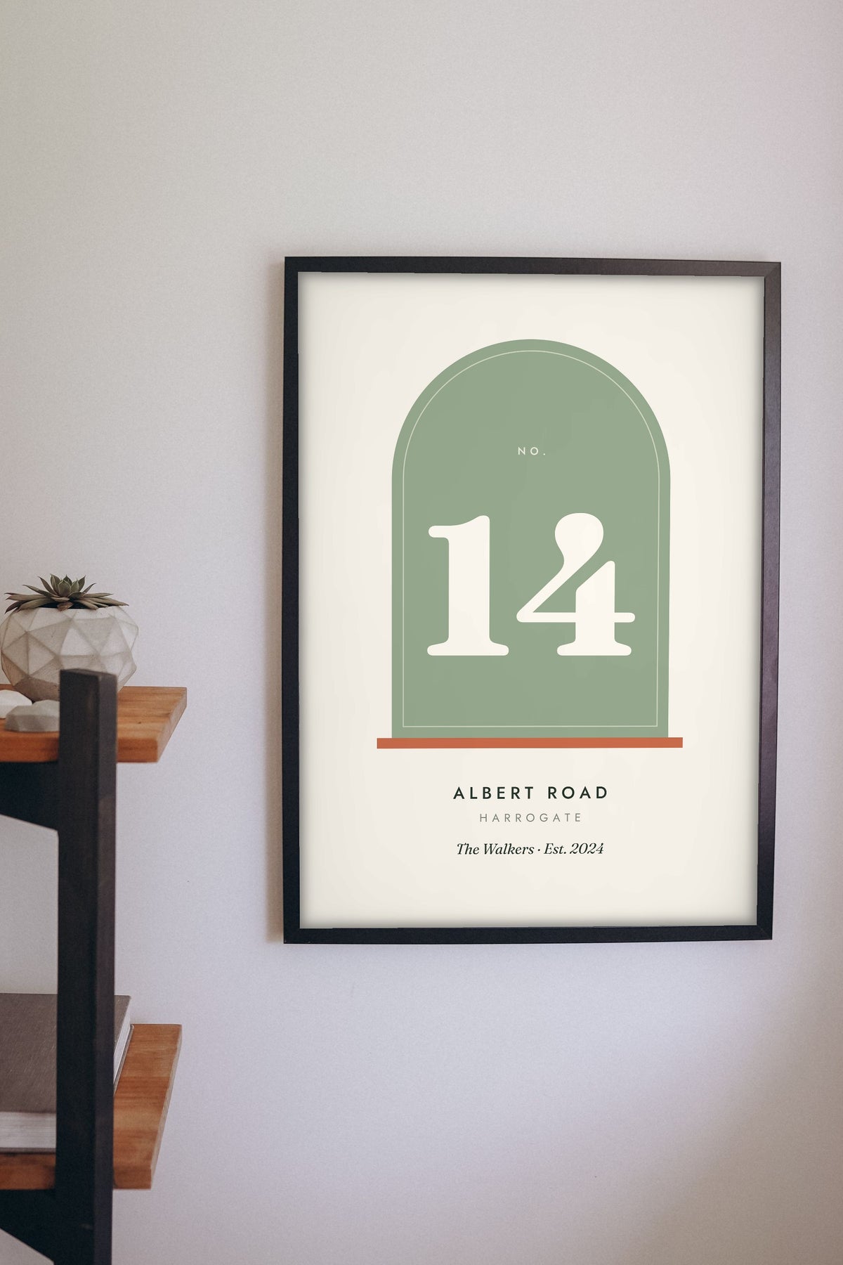 Personalised House Number Print - on the hallway wall