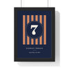 Personalised House Number Print - framed navy striped block version