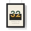 Personalised House Number Print - framed mustard split block house number 32