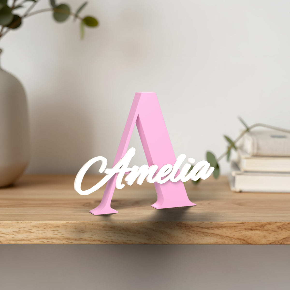 Personalised Initial Name Sign - standing on a shelf
