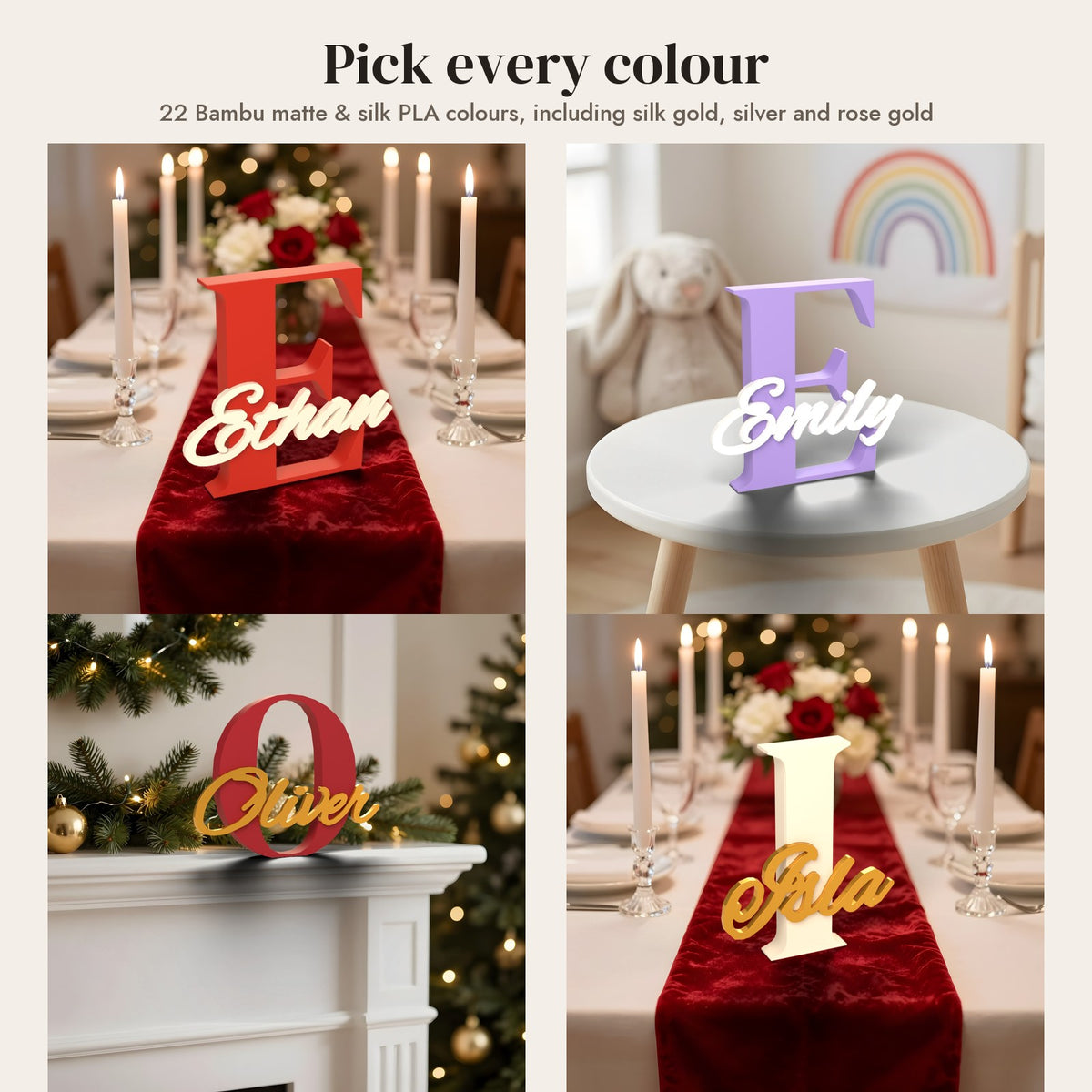Personalised Initial Name Sign - colour options