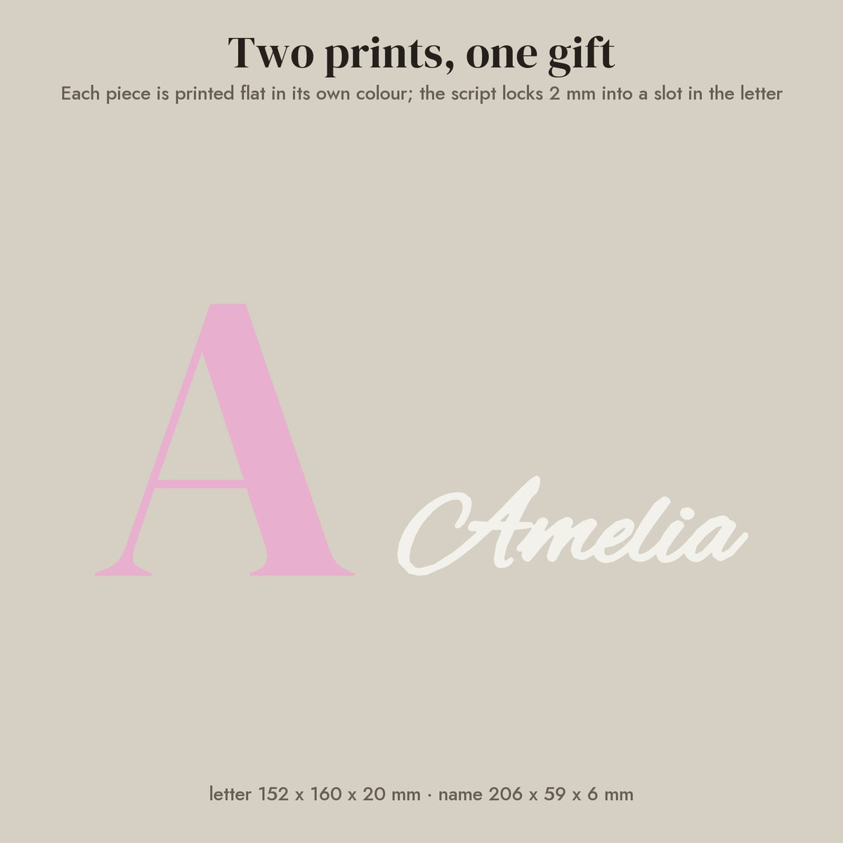 Personalised Initial Name Sign - the two printed pieces
