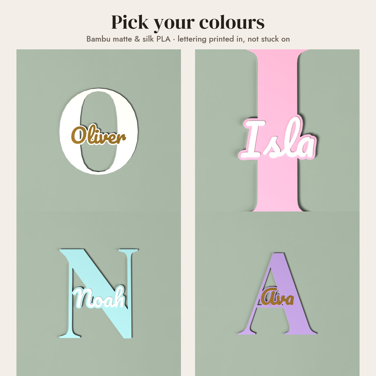 Personalised Initial Name Sign - colour options