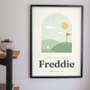 Personalised Kids Golf Print - kids golf print on the nursery wall