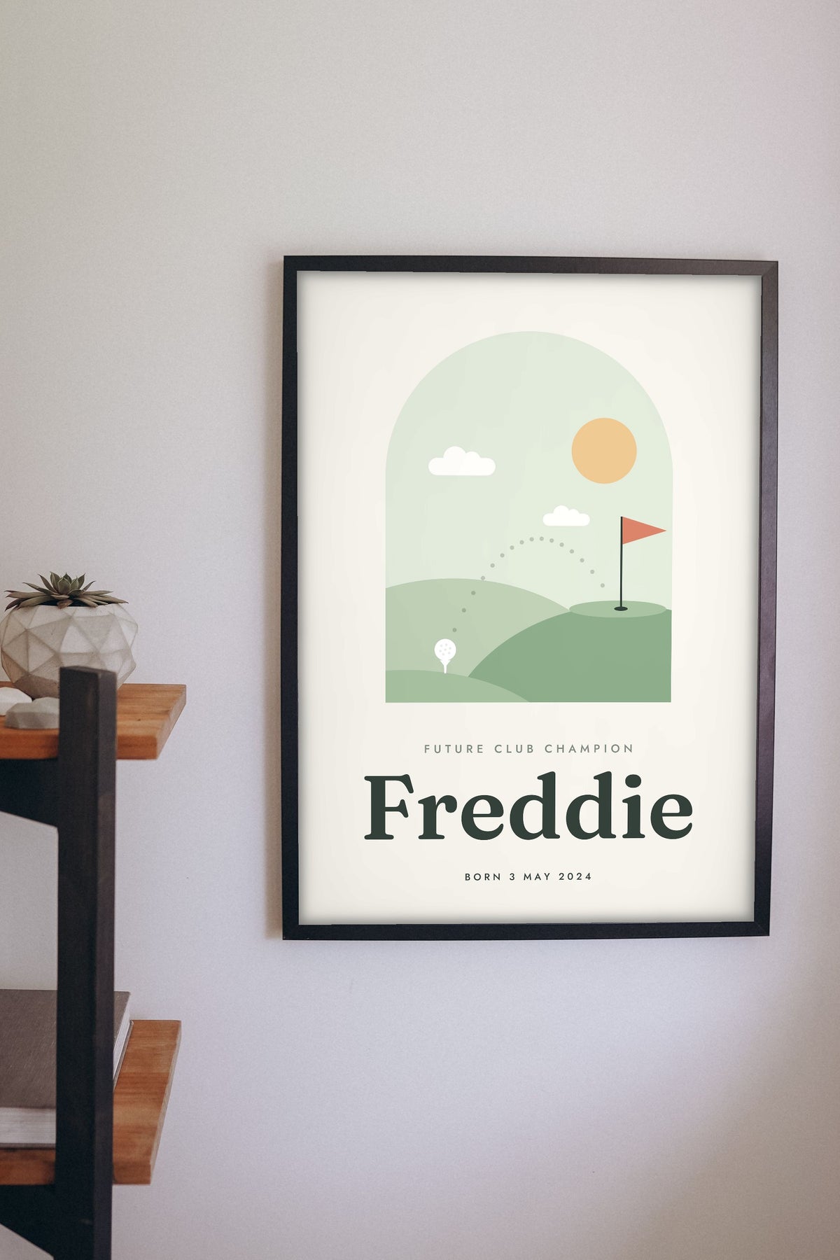 Personalised Kids Golf Print - kids golf print on the nursery wall