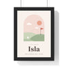 Personalised Kids Golf Print - framed blush version for baby Isla