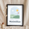 Personalised Kids Golf Print - sky blue version, Grandad's Favourite Caddie