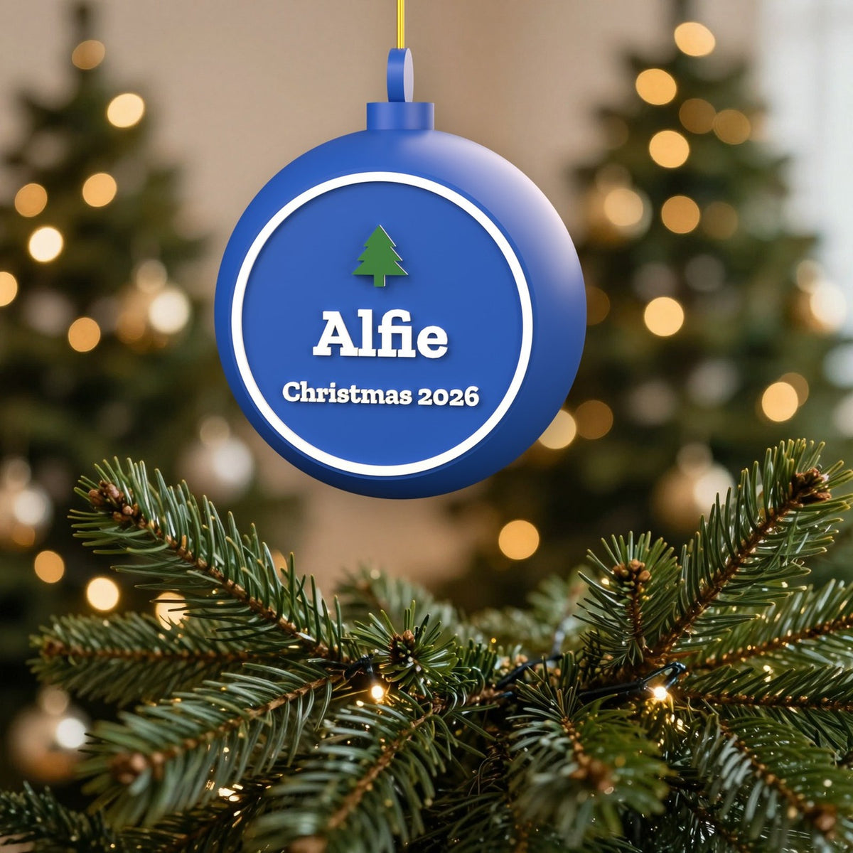 Personalised Kids Name Bauble - personalised kids name bauble on the Christmas tree