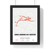 Personalised London Landmarks Half Marathon Print - framed street map London Landmarks Half Marathon route print with name and finish time