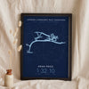 Personalised London Landmarks Half Marathon Print - night style London Landmarks Half Marathon print, the course glowing on a dark ground