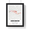 Personalised London Marathon Print - framed street map London Marathon route print with name and finish time