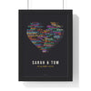 Personalised Love Songs Print - framed personalised love songs heart print with Perfect in gold