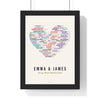Personalised Love Songs Print - framed cream wedding songs heart print