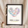 Personalised Love Songs Print - cream wedding songs heart print with At Last in gold