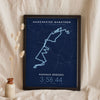 Personalised Manchester Marathon Print - night style Manchester Marathon print, the course glowing on a dark ground