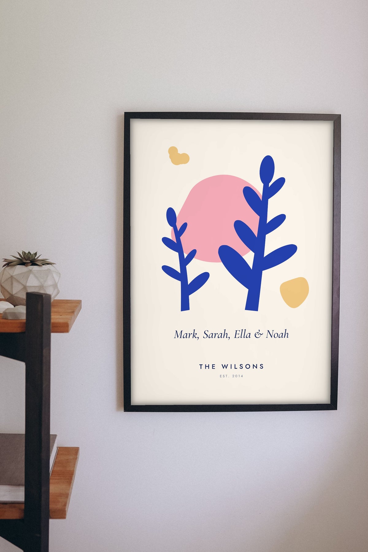Personalised Matisse Cut-Out Family Print - cut-out family print on a living room wall