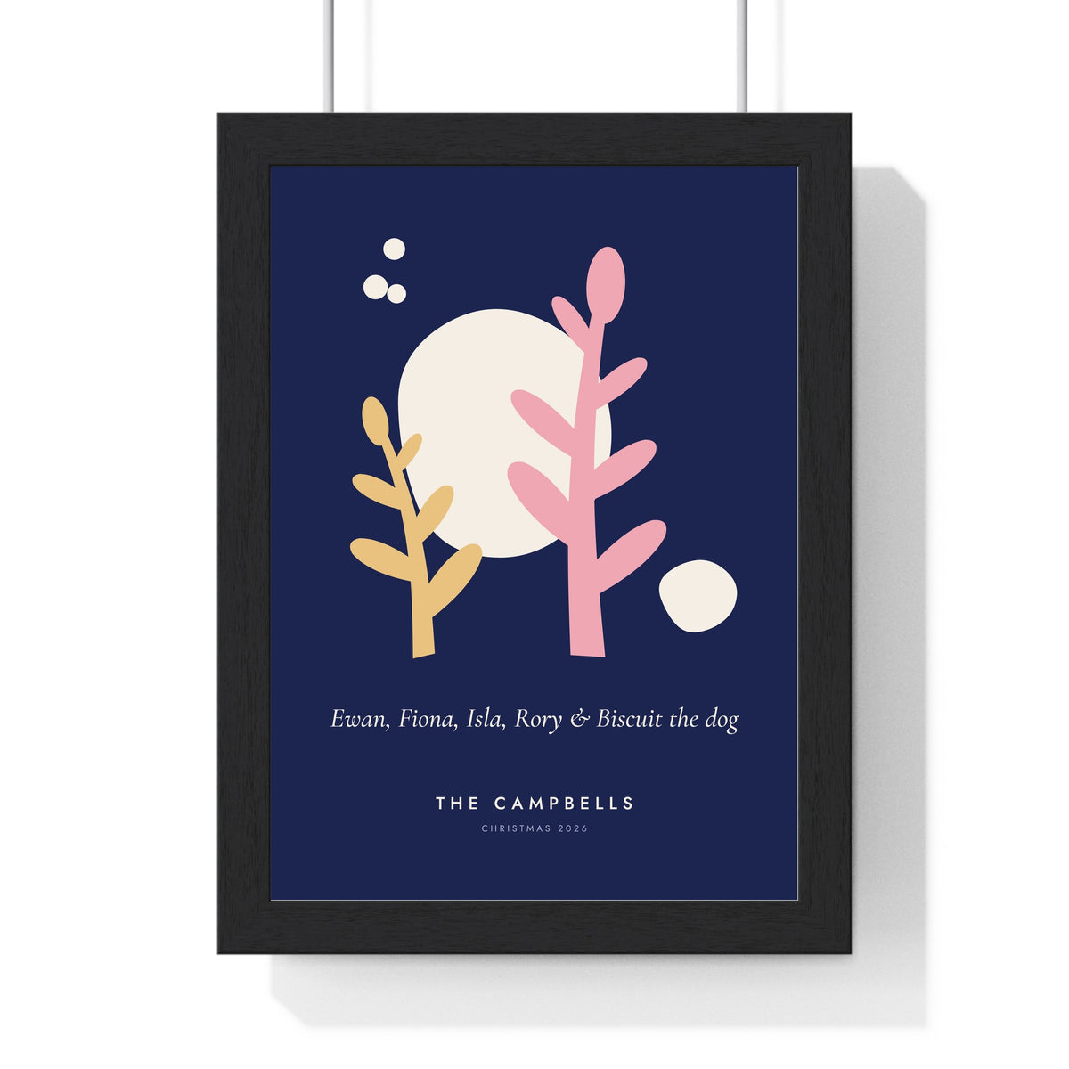 Personalised Matisse Cut-Out Family Print - framed midnight blue family print for The Campbells