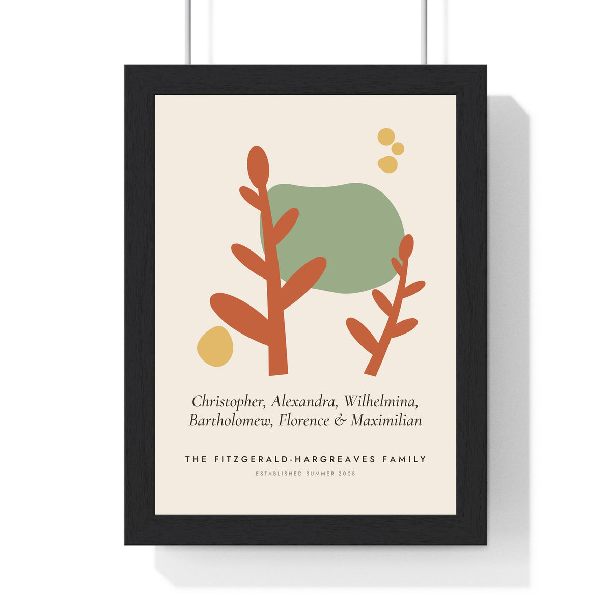 Personalised Matisse Cut-Out Family Print - framed terracotta and sage cut-out family print