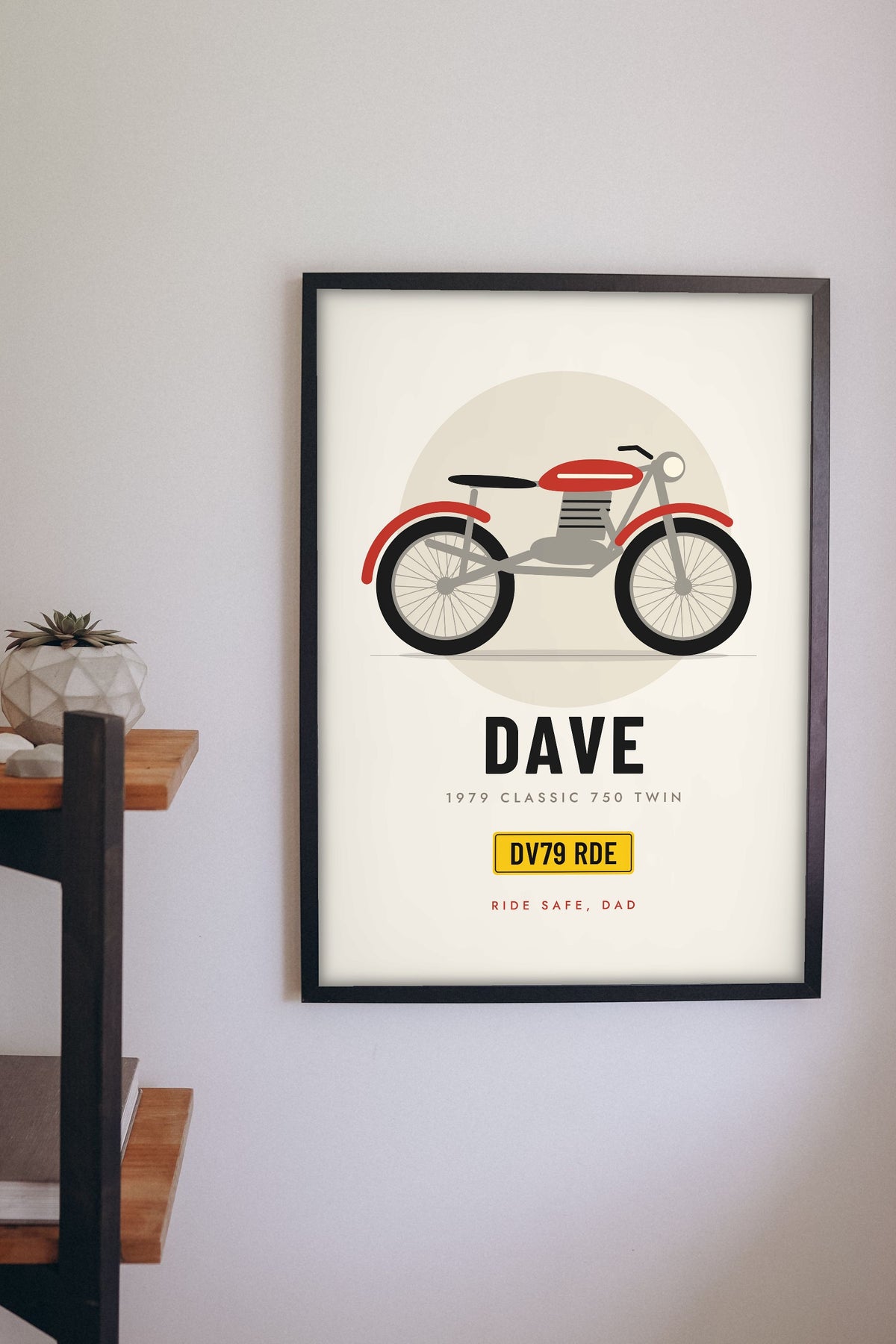 Personalised Motorbike Print - on the hallway wall