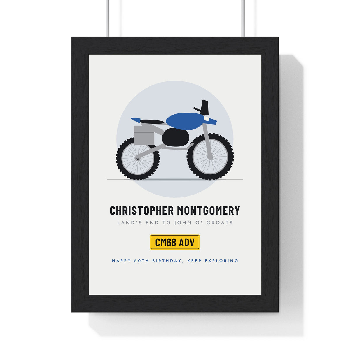 Personalised Motorbike Print - stone adventure tourer version for a 60th birthday