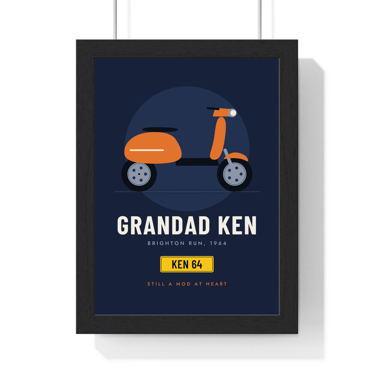 Personalised Motorbike Print - navy scooter version for Grandad Ken