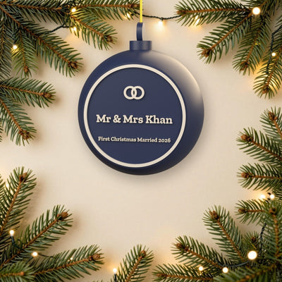 Personalised Mr & Mrs First Christmas Married Bauble - another colour choice